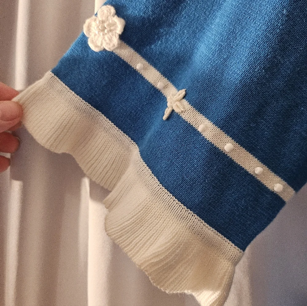 Storybook Knits Cardigan & Sleeveless Top Blue Xl Vintage Embroidery Long‎